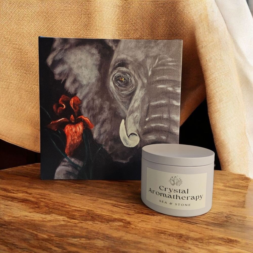 Thoughtful Gift For Someone Special - 8x8 Canvas and 8 oz Sea and Stone Candle